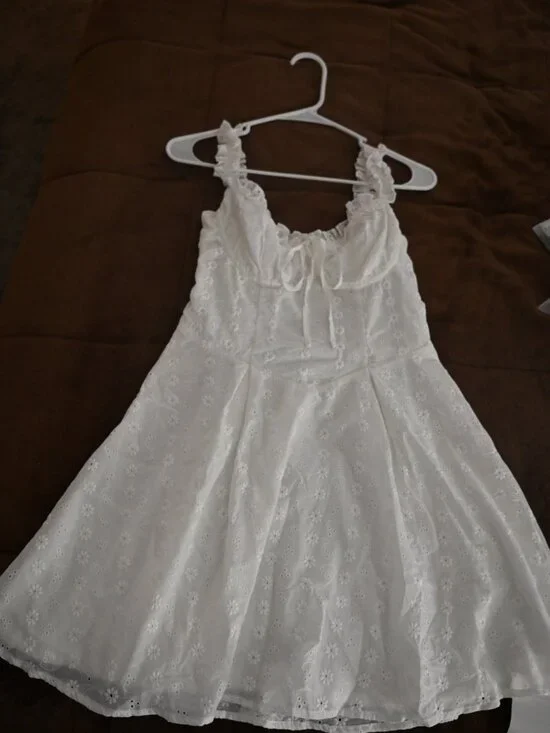 White Ruffle Dress - Picture 4 of 10